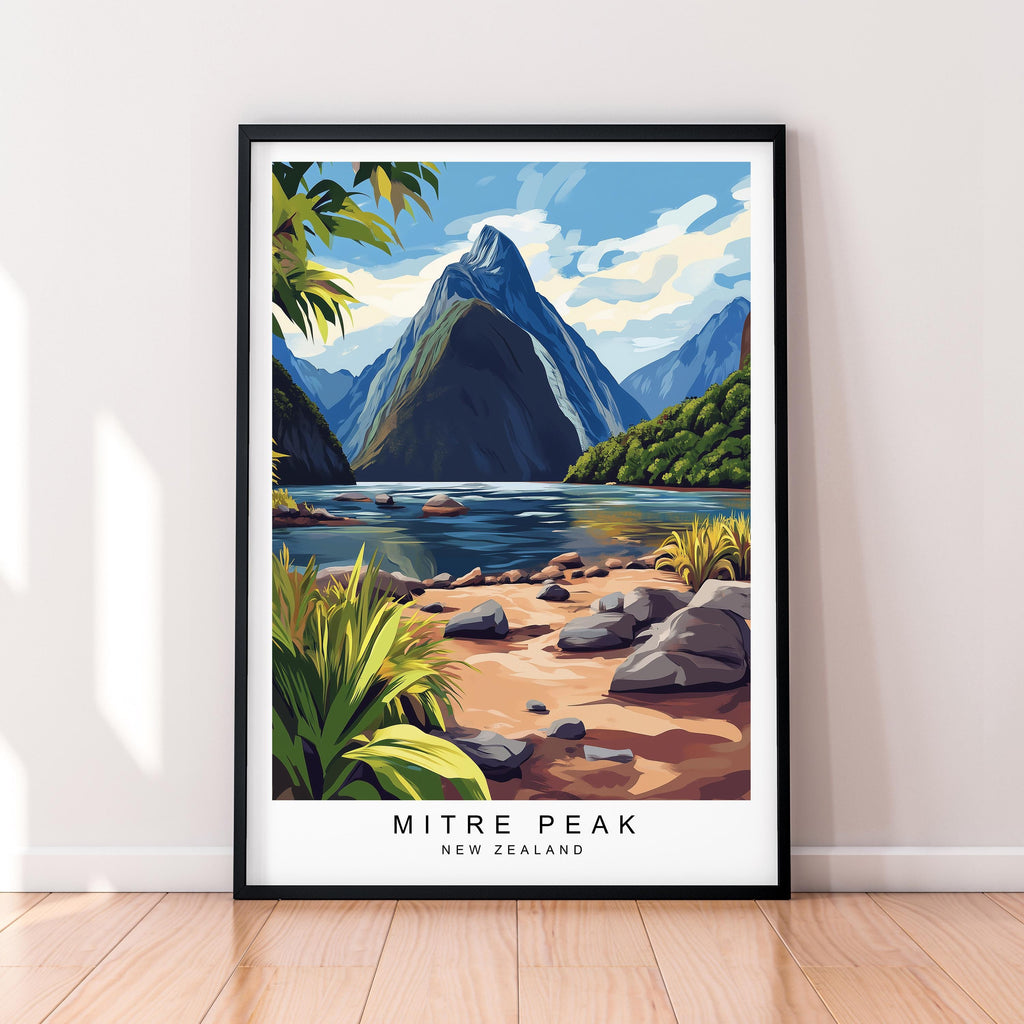 Mitre Peak Travel Print Mitre Peak New Zealand Poster Wall Art Gift Unframed Print