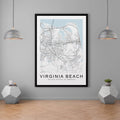 Virginia Beach Map USA City Town Map Print Minimalist Home Map Poster Wall Decor
