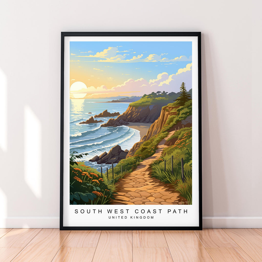 South West Coast Path Cornwall Illustration Print South West Coast Devon Path Poster Gift Unframed Print