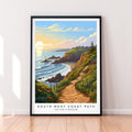 South West Coast Path Cornwall Illustration Print South West Coast Devon Path Poster Gift Unframed Print