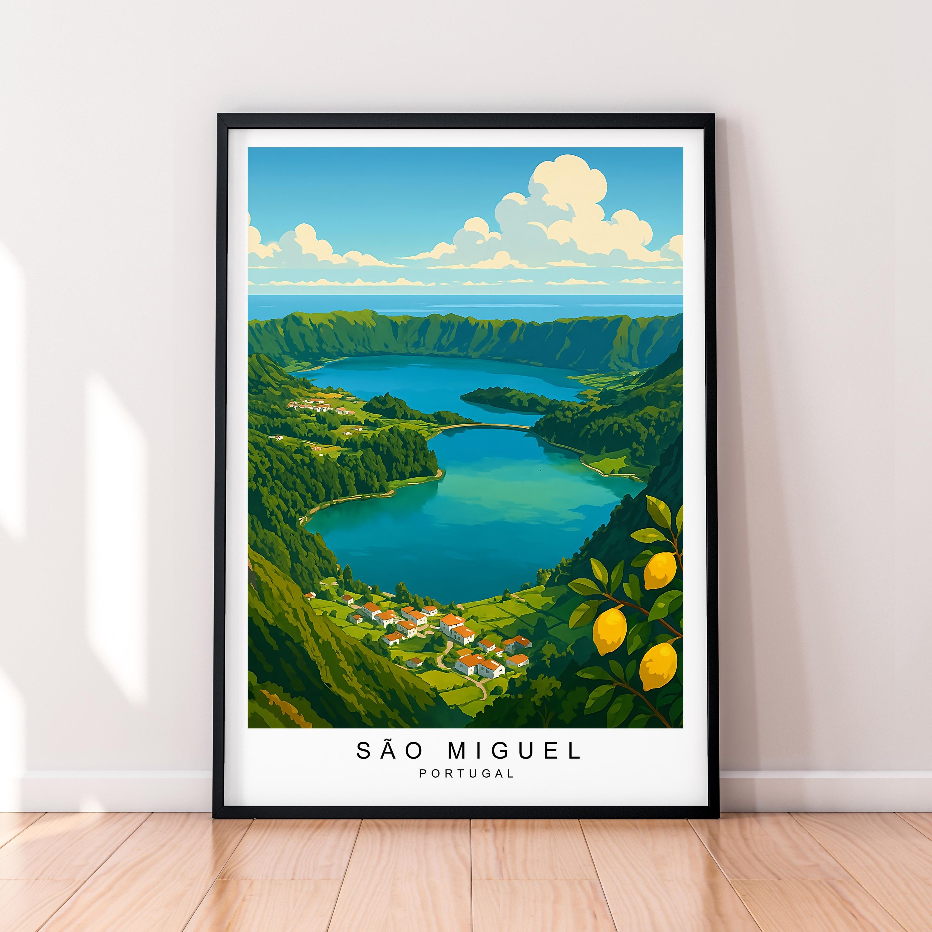 São Miguel Island Portugal Print Poster Minimalist Home Decor Sao Miguel Island Portugal Poster Wall Art Decor