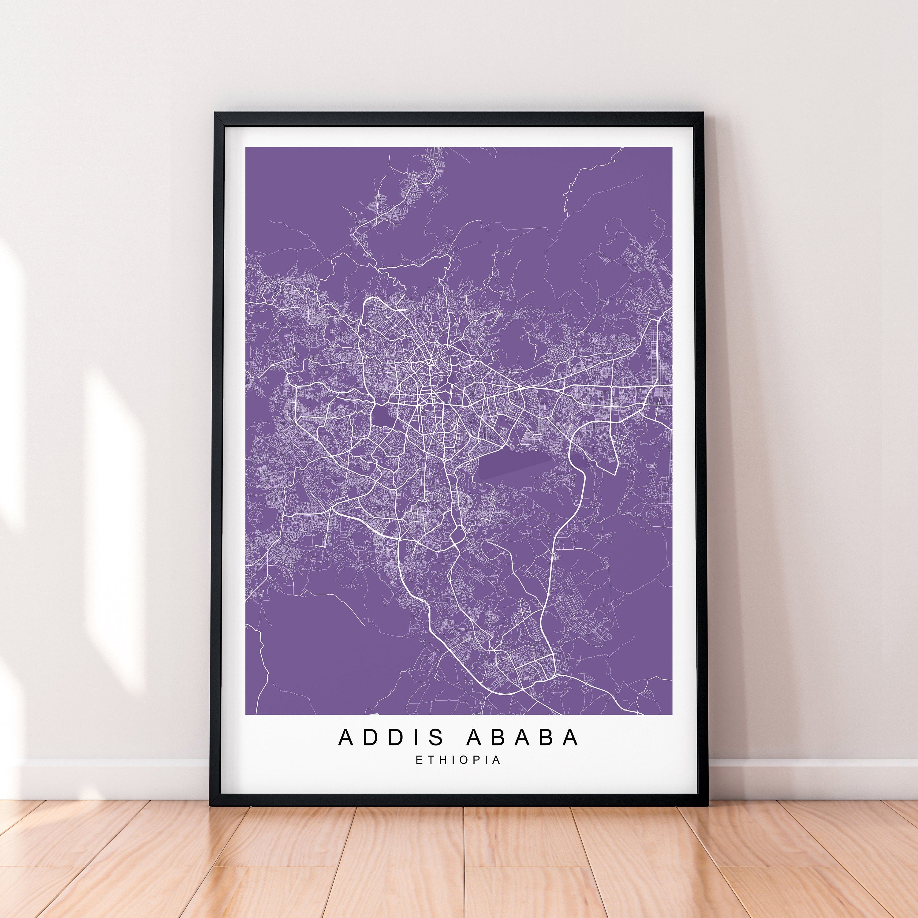 Addis Ababa Map Print Ethiopia Minimalist Addis Ababa City Area Map Poster Wall Decor