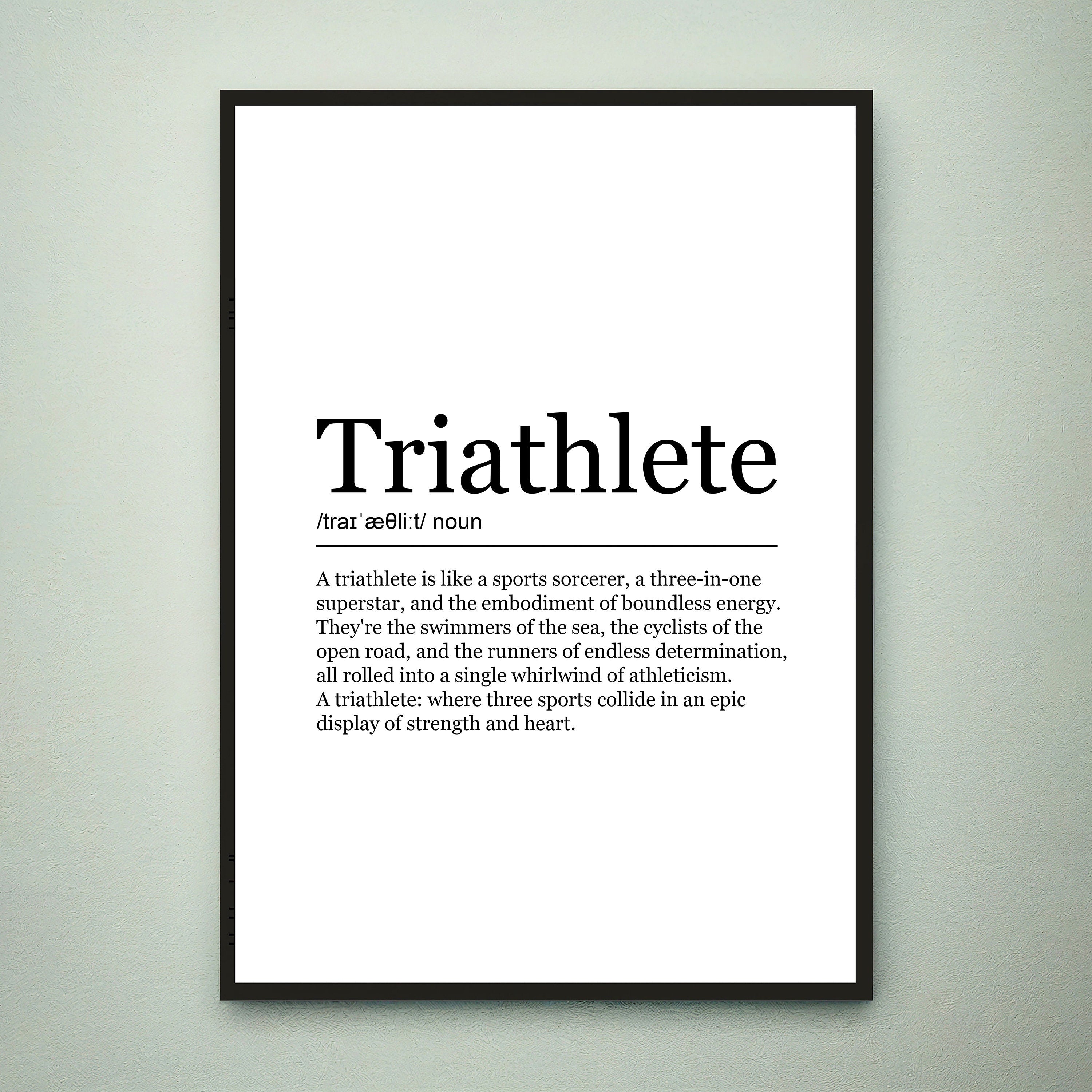 Triathlete Print Definition Poster Wall Art Triathlete Appreciation Meaning Minimalist Gift Print