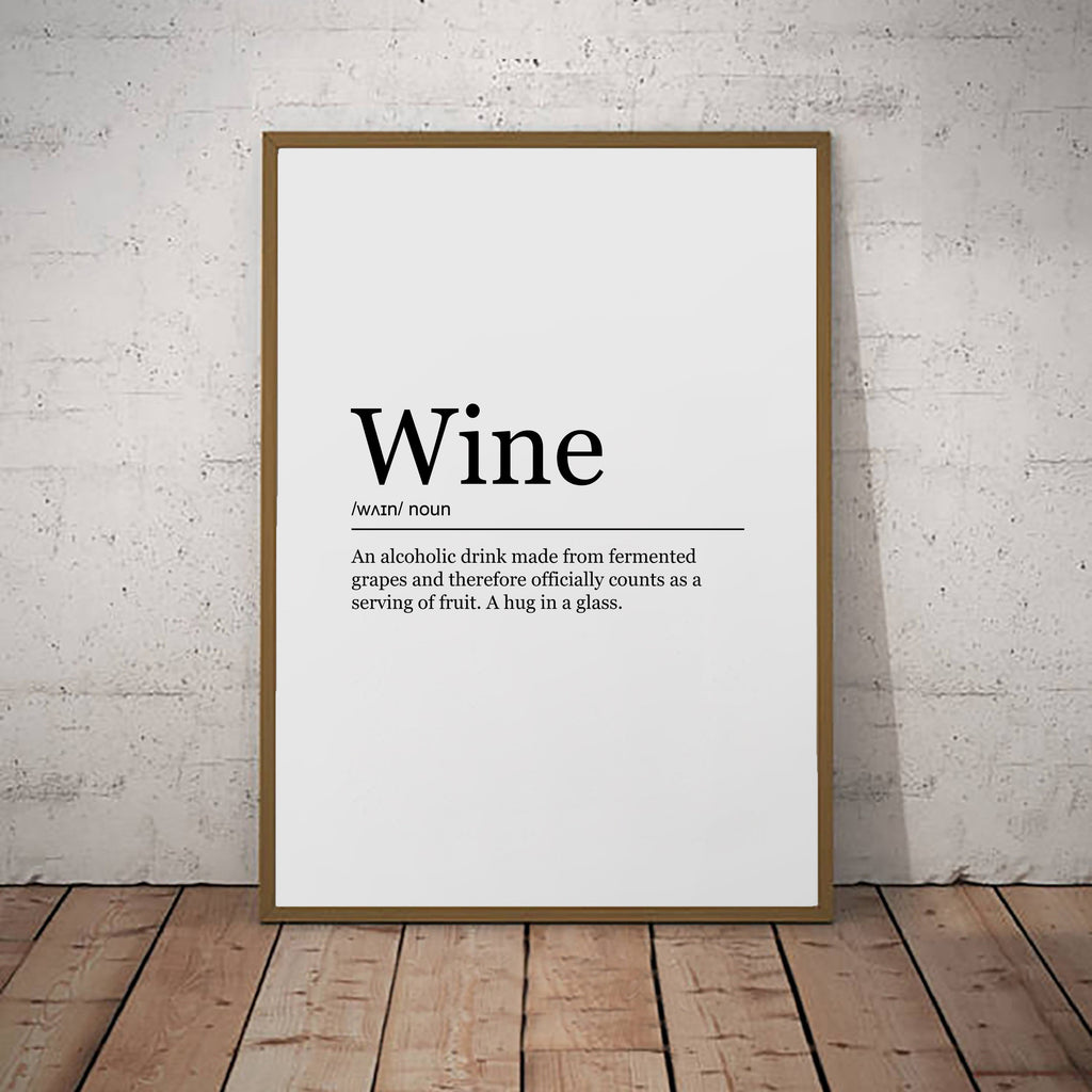 Wine Print Fun Definition Poster Wall Art Minimalist Print