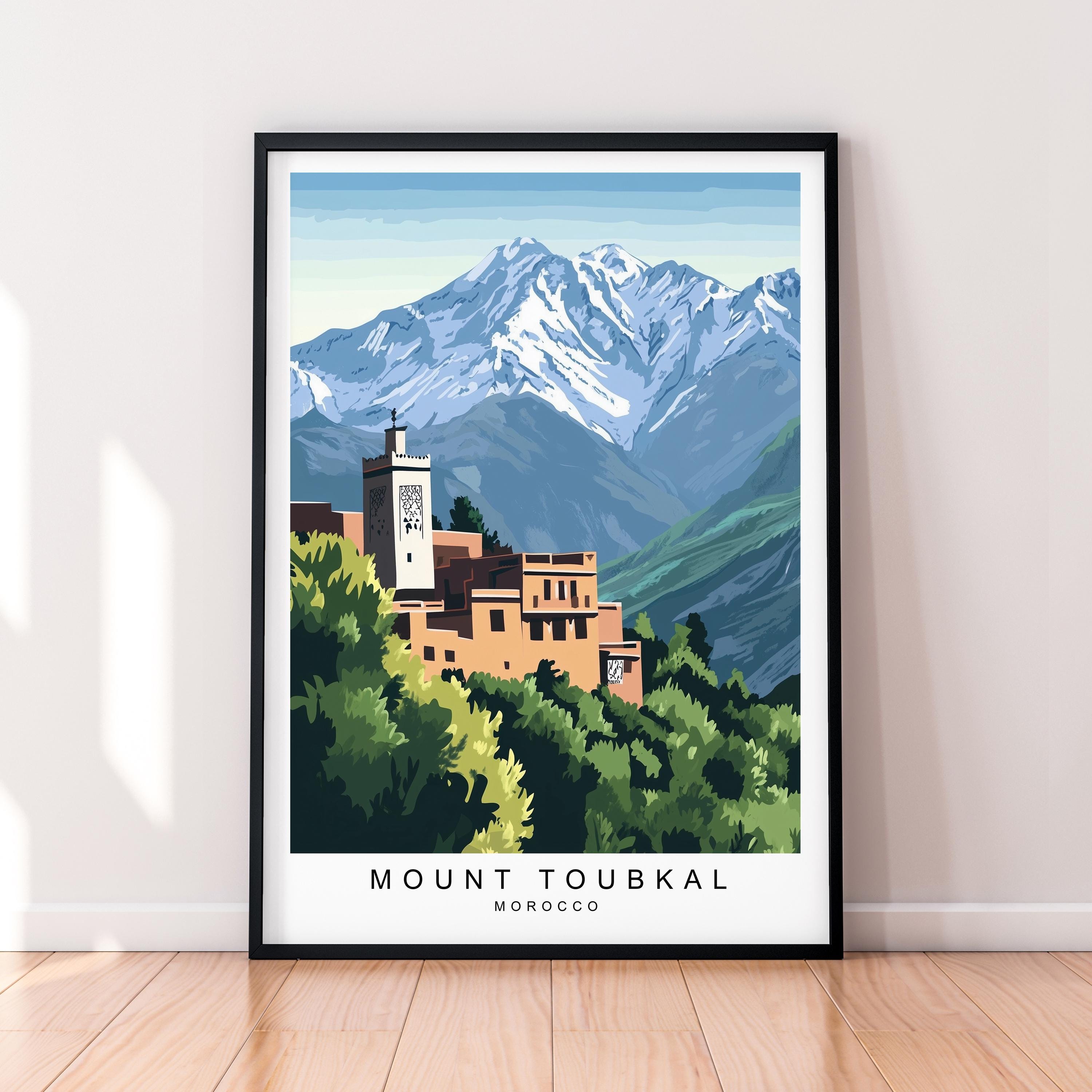 Mount Toubkal Morocco Poster Minimalist Illustration Print for Home Decor