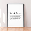 Truck Driver Appreciation Print Definition Poster Wall Art Truck Driver Minimalist Gift Print