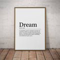 Dream Print Definition Poster Wall Art Minimalist Gift Print