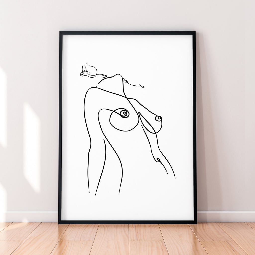 Nude Female Womens Body Lines Art Poster Wall Female Women's Nude Art Minimalist Print