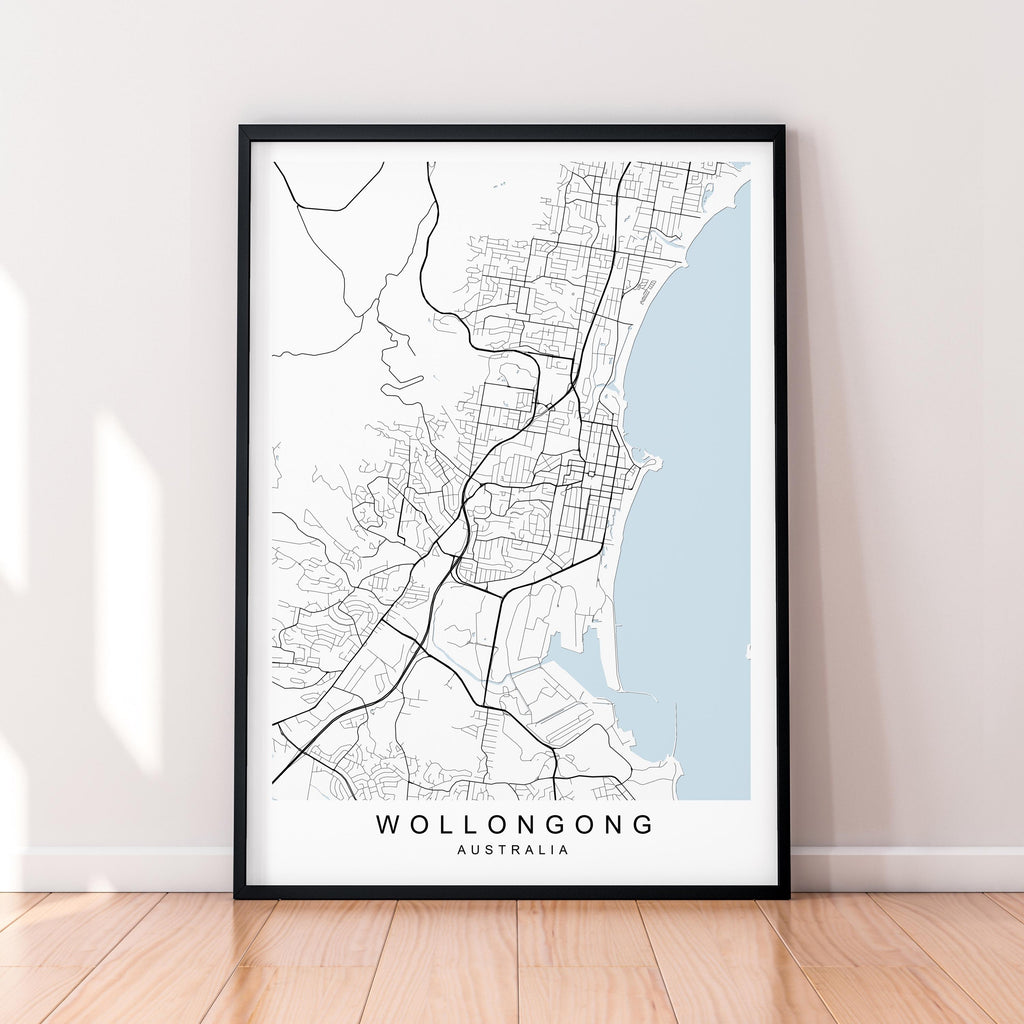 Wollongong Australia Map Print Poster Minimalist Home Wollongong Australia Map Poster Wall Art Decor