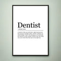 Dentist Appreciation Print Definition Poster Wall Art Dentist Minimalist Gift Print