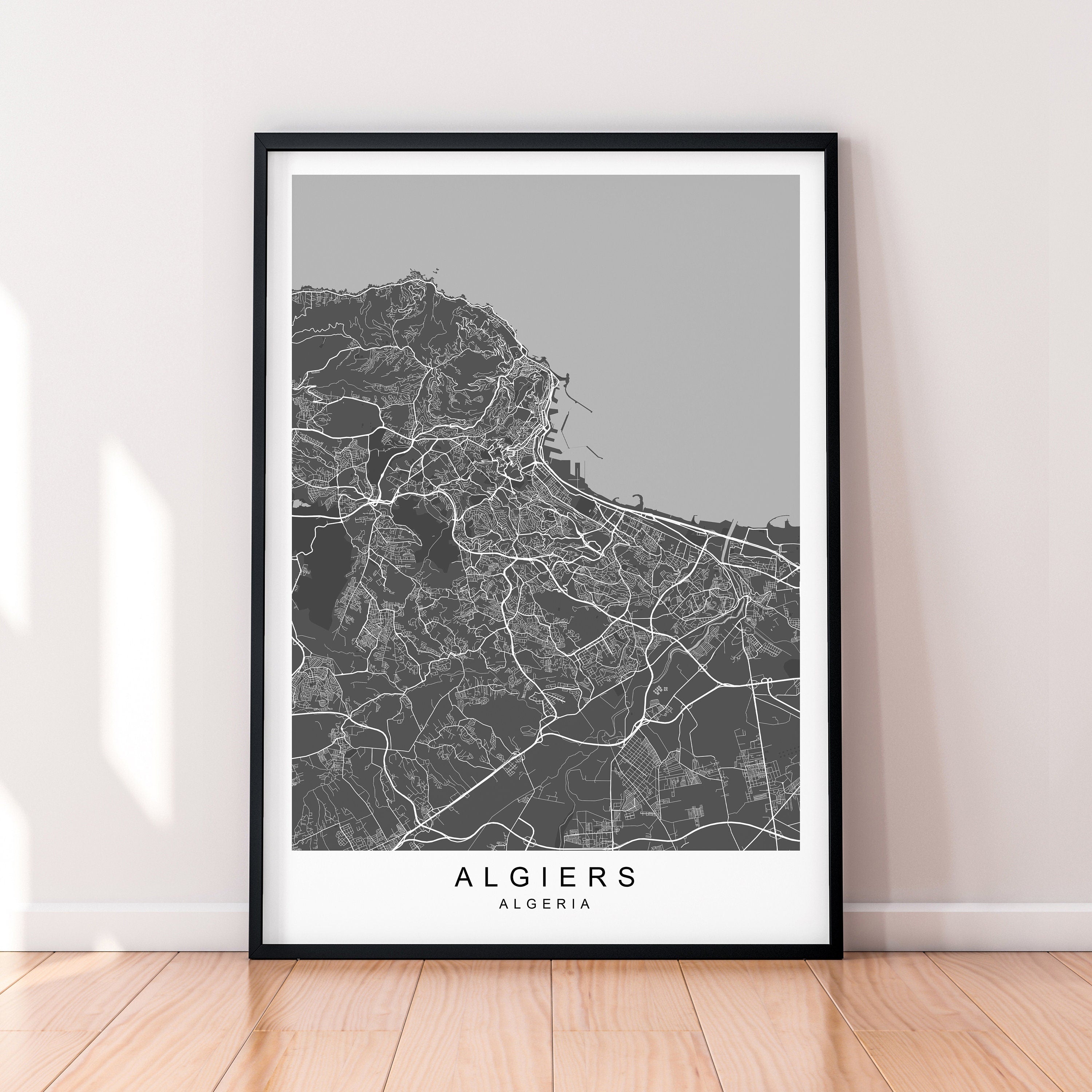 Algiers Map Print Algeria Minimalist Algiers City Area Map Poster Wall Decor