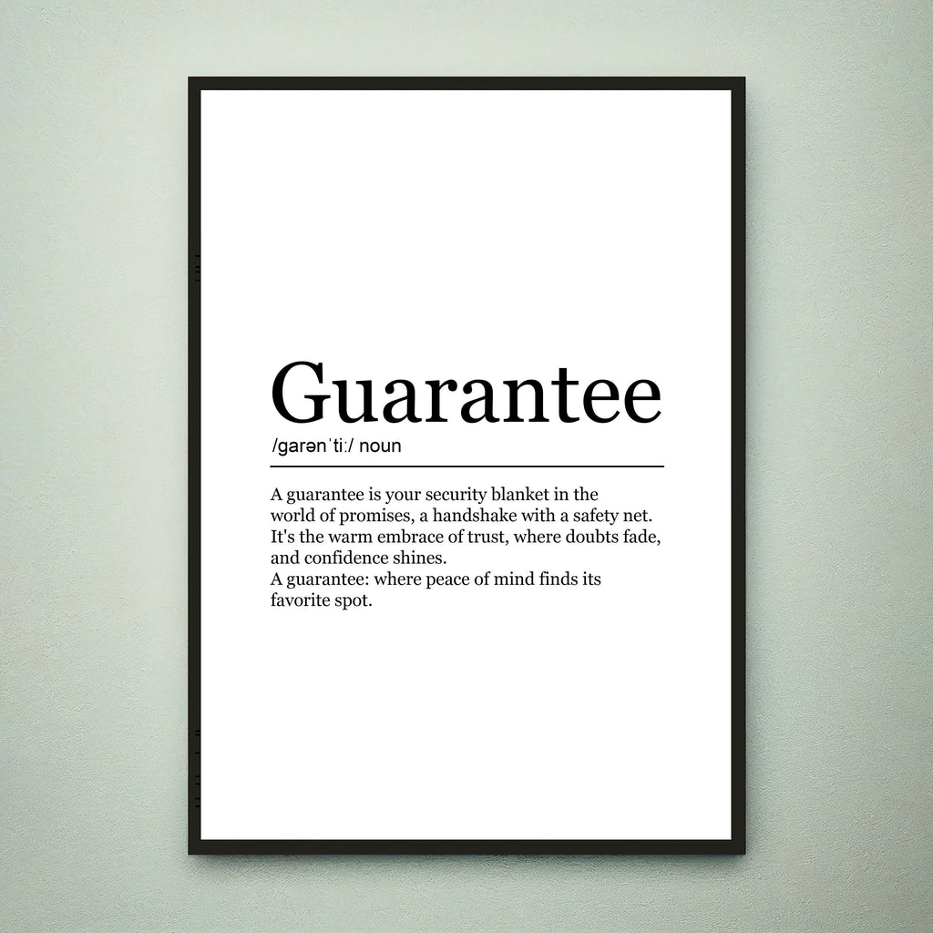 Guarantee Funny Print Definition Poster Wall Art Guarantee Meaning Minimalist Gift Print