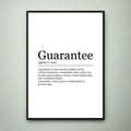 Guarantee Funny Print Definition Poster Wall Art Guarantee Meaning Minimalist Gift Print