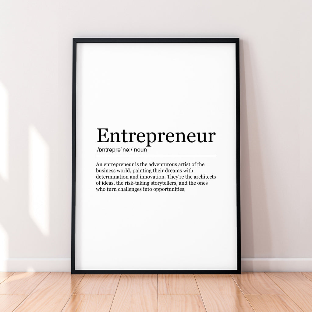 Entrepreneur Funny Print Definition Poster Wall Art Entrepreneur Minimalist Gift Print
