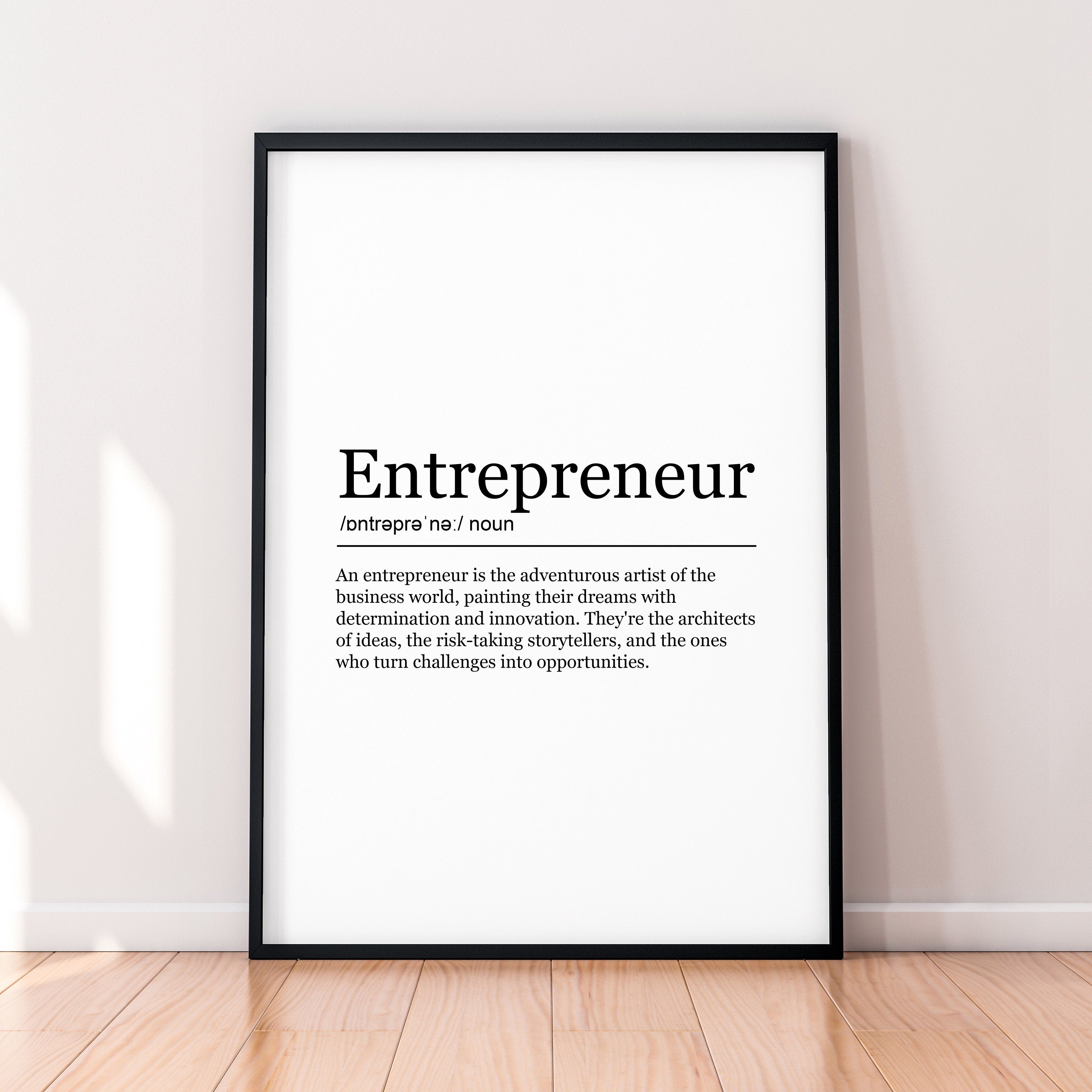 Entrepreneur Funny Print Definition Poster Wall Art Entrepreneur Minimalist Gift Print