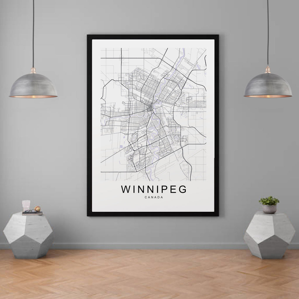 Winnipeg Canada Map Print Minimalist Home Map Poster Wall Decor