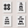 Set Of 4 Gaming Prints Posters Kids Children Play Game Room Wall Art Decoration