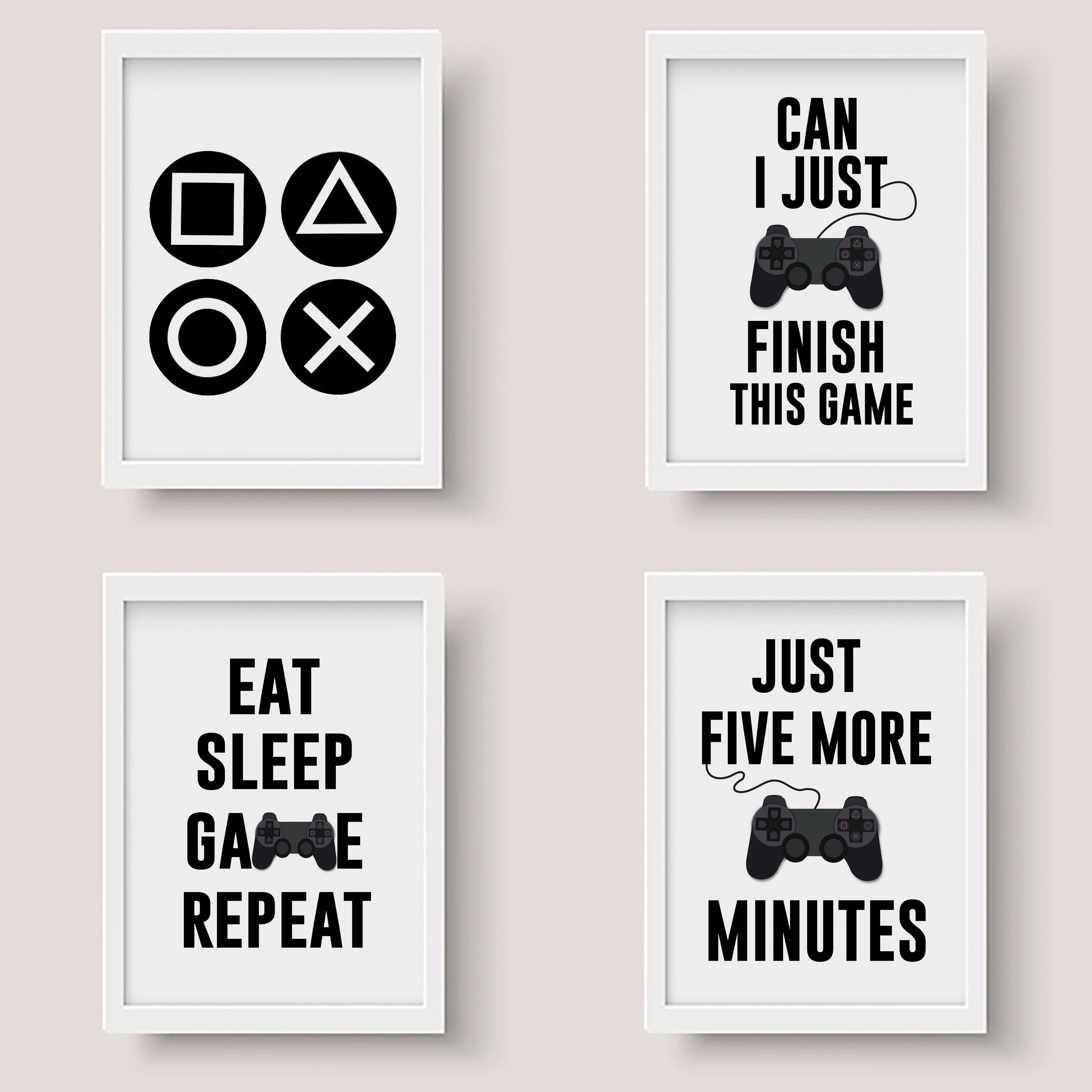 Set Of 4 Gaming Prints Posters Kids Children Play Game Room Wall Art Decoration