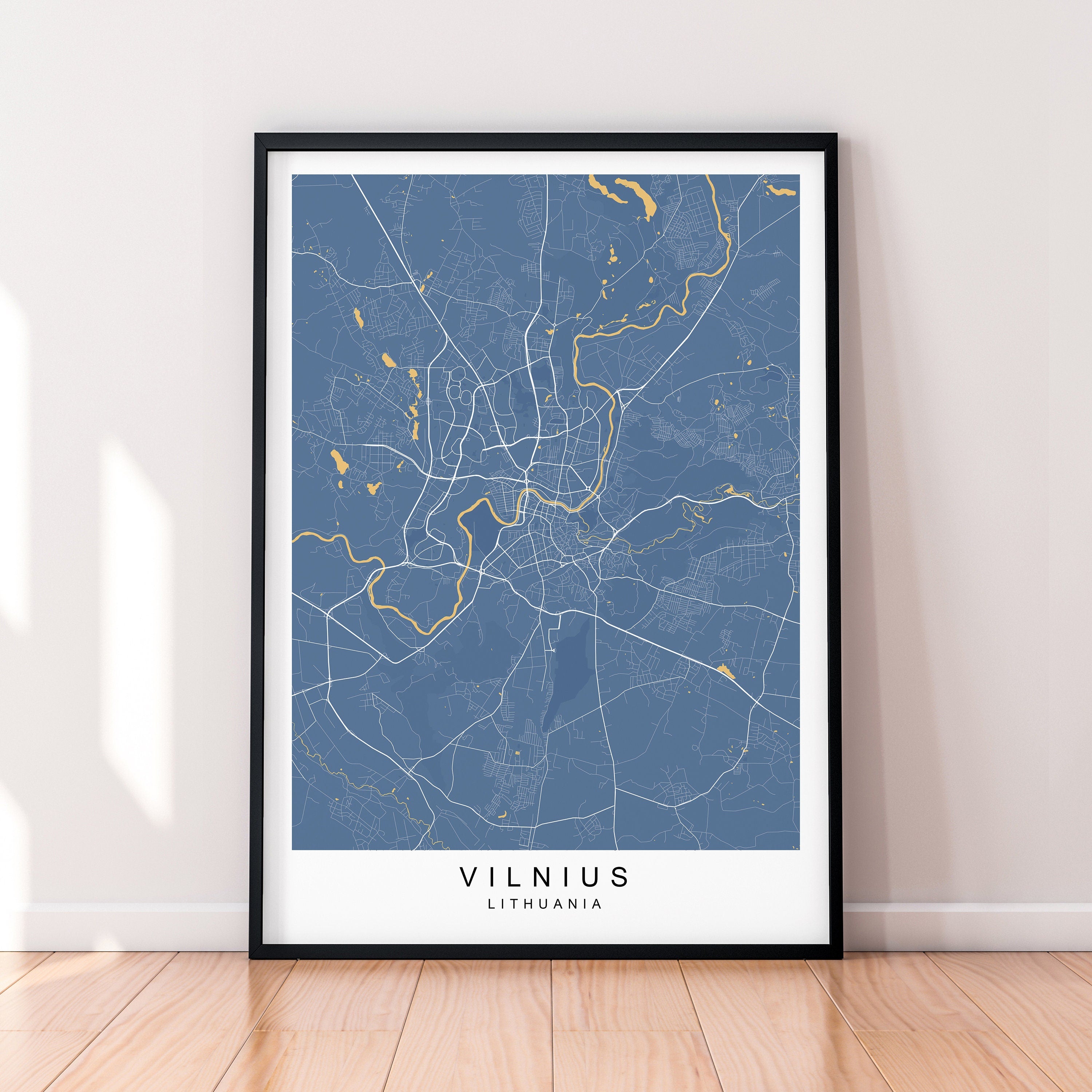 Vilnius Map Town City Map Poster Print Vilnius Lithuania Home Map Poster Wall Decor