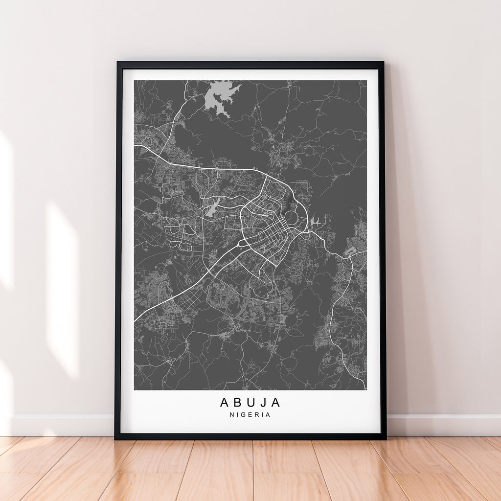 Abuja Map Nigeria Print Minimalist Abuja City Area Map Poster Wall Decor