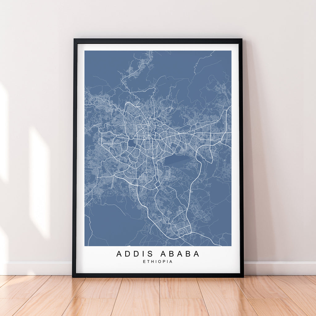 Addis Ababa Map Print Ethiopia Minimalist Addis Ababa City Area Map Poster Wall Decor