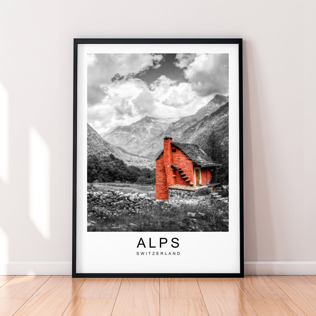 Alps Hills Mountains Print Travel Poster Minimalist Home Travel Mountain Poster Wall Decor