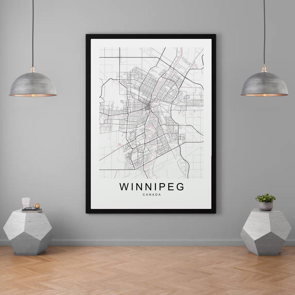 Winnipeg Canada Map Print Minimalist Home Map Poster Wall Decor
