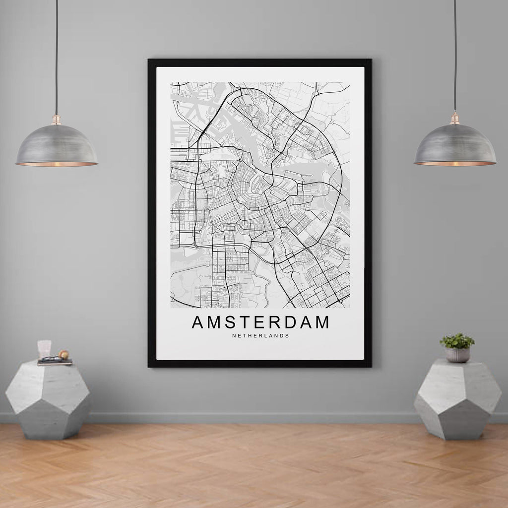 Amsterdam Map Print Minimalist Home Map Poster Wall Decor