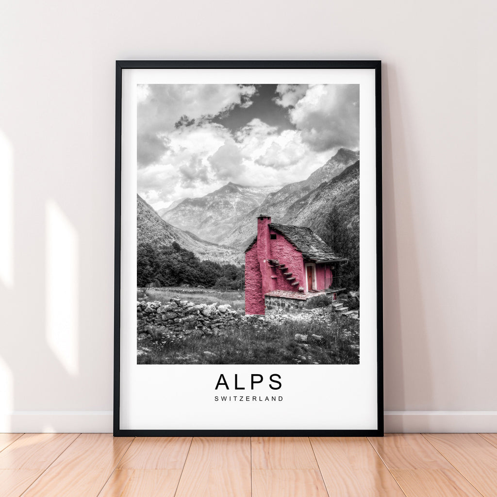 Alps Hills Mountains Print Travel Poster Minimalist Home Travel Mountain Poster Wall Decor