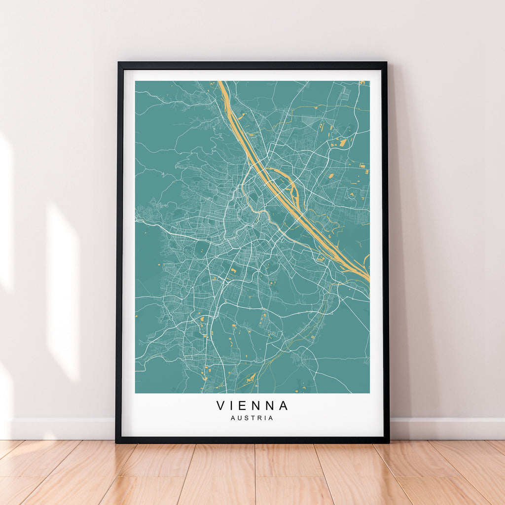 Vienna Map Print Minimalist Home Vienna City Town Austria Map Poster Wall Décor
