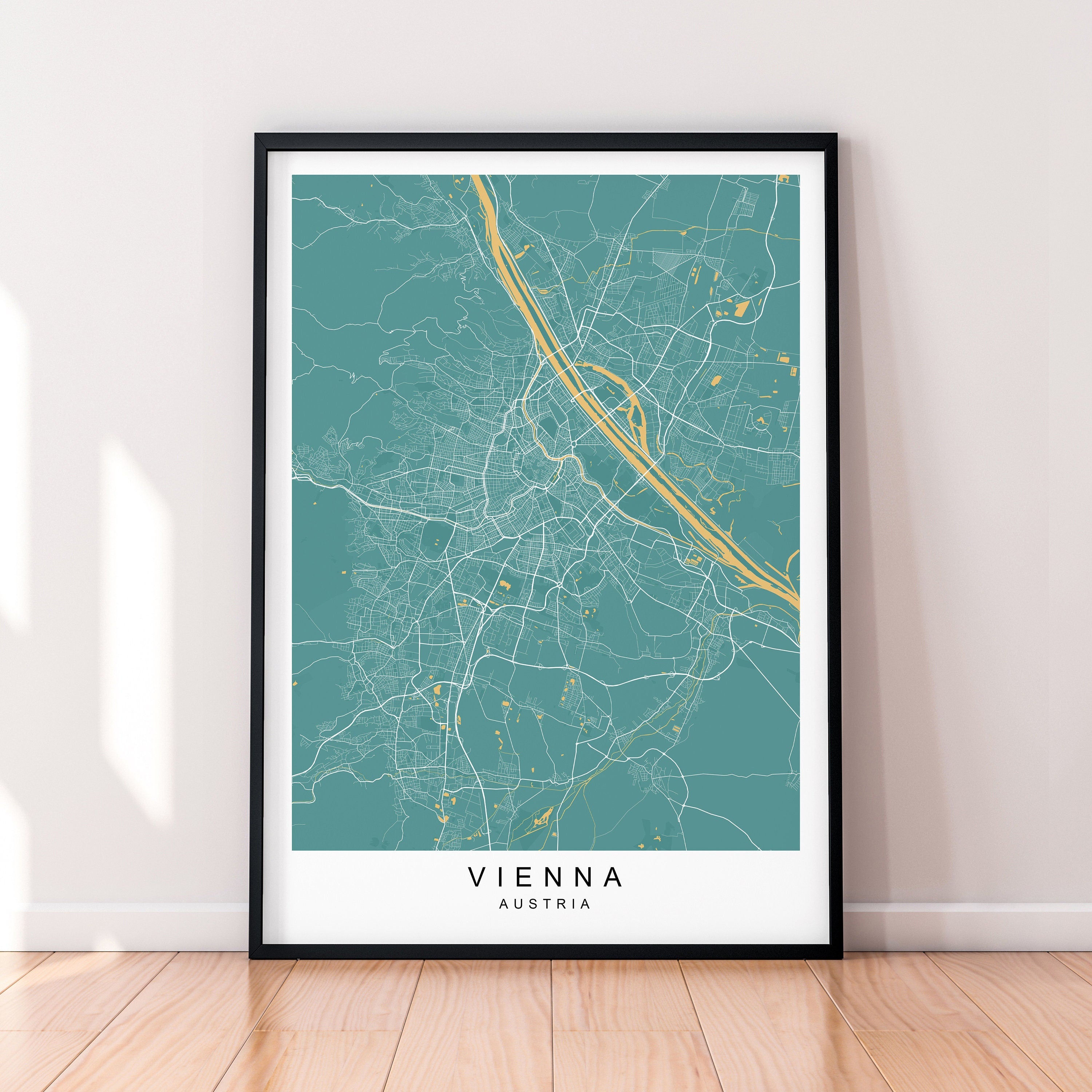 Vienna Map Print Minimalist Home Vienna City Town Austria Map Poster Wall Décor