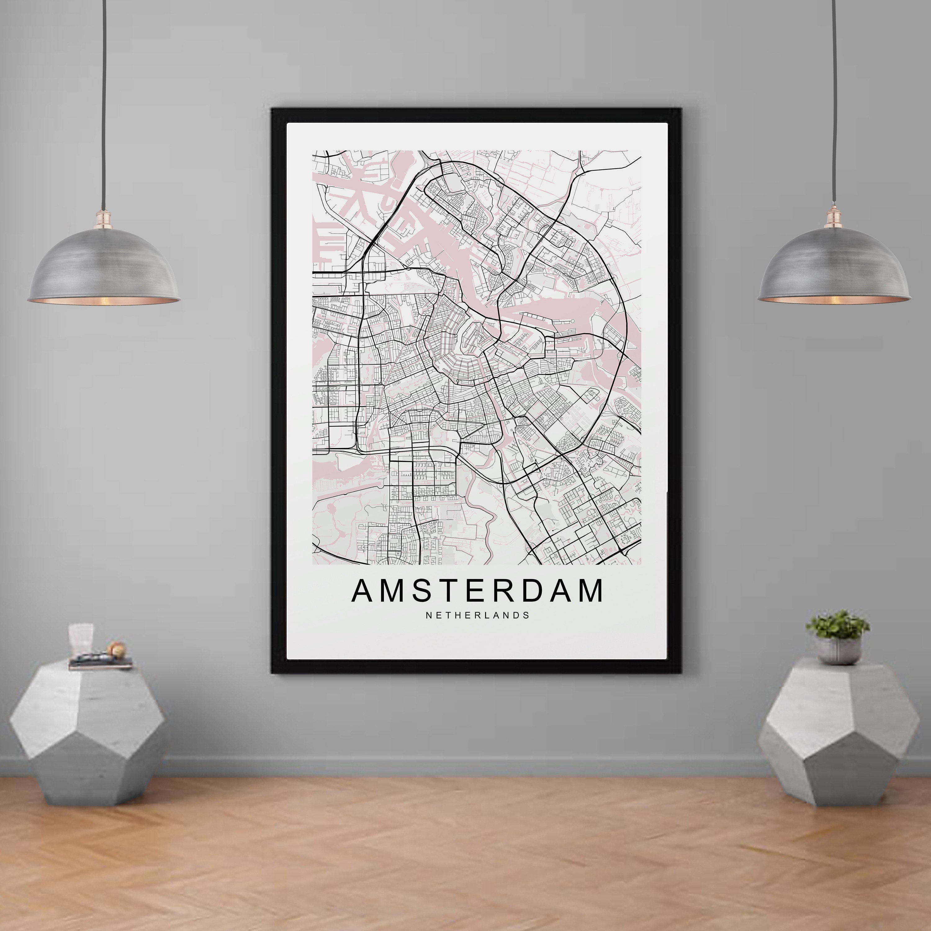 Amsterdam Map Print Minimalist Home Map Poster Wall Decor