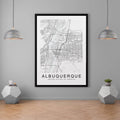 Albuquerque New Mexico USA City Map Print Minimalist Home Map Poster Wall Decor