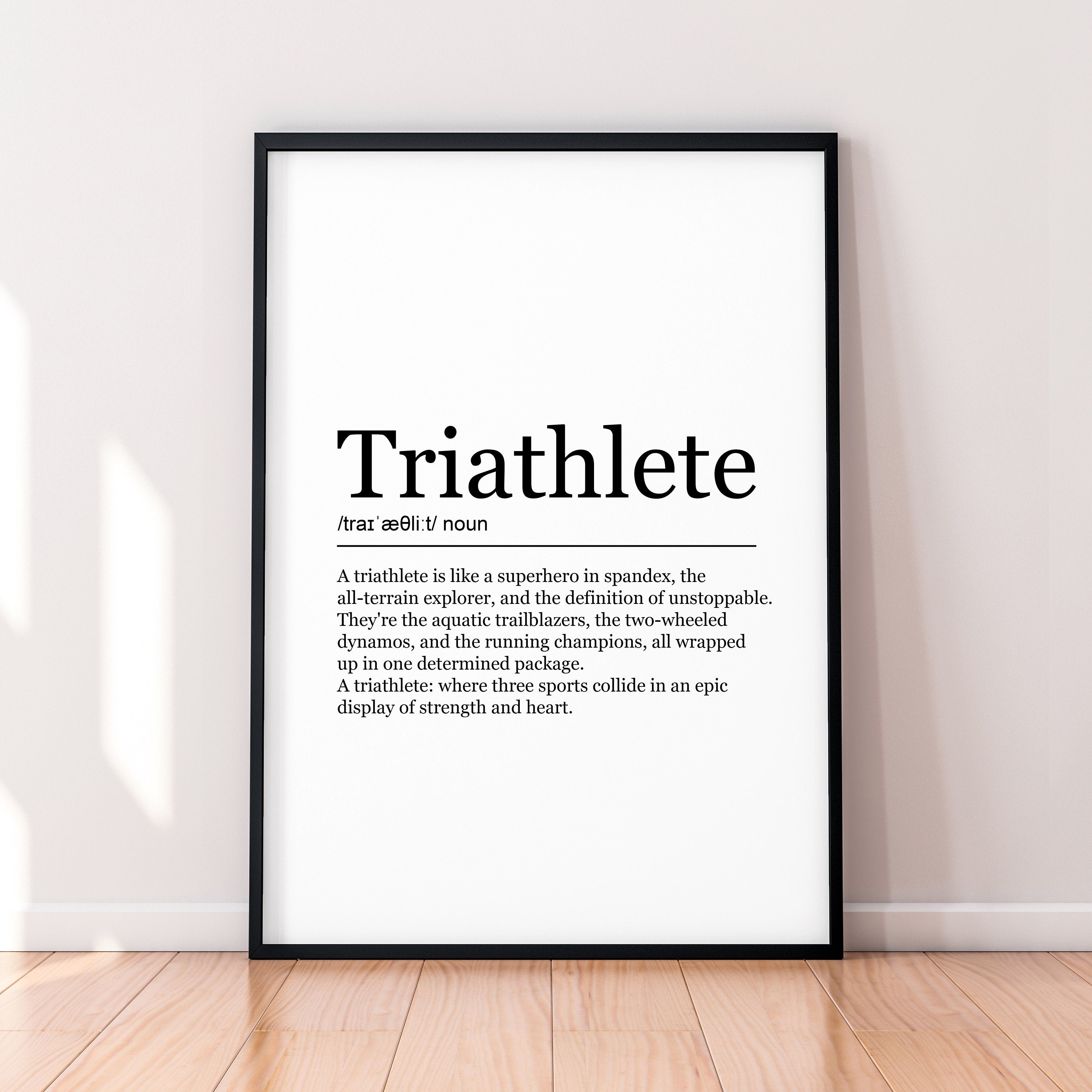 Triathlete fun Print Definition Poster Wall Art Triathlete Appreciation Meaning Minimalist Gift Print