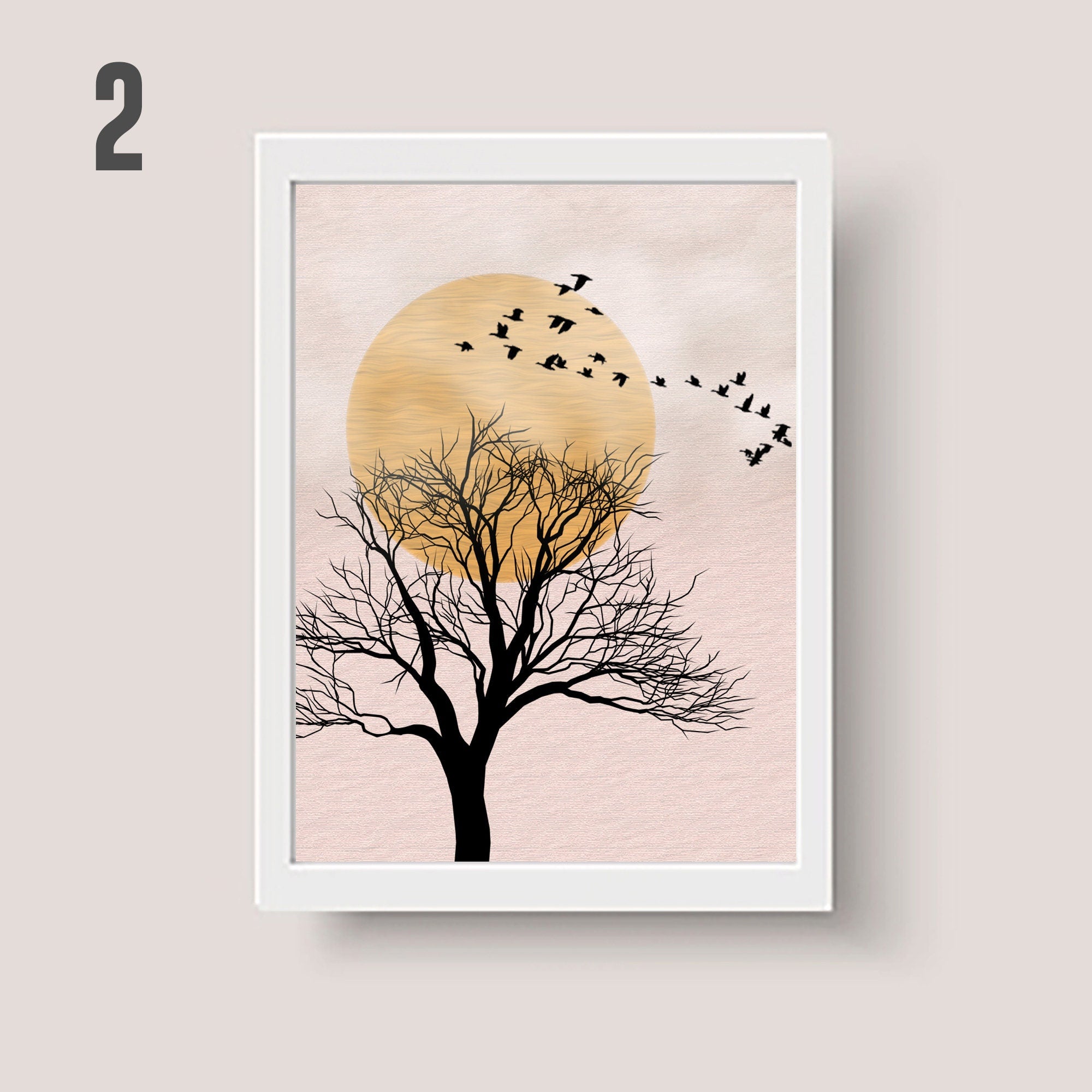 Set of 3 Prints Moon Sun Dusk Dawn Bird Dragon Alien Santa Print Poster Art Decor (Mix and match any 3) Christmas Xmas Gift Present