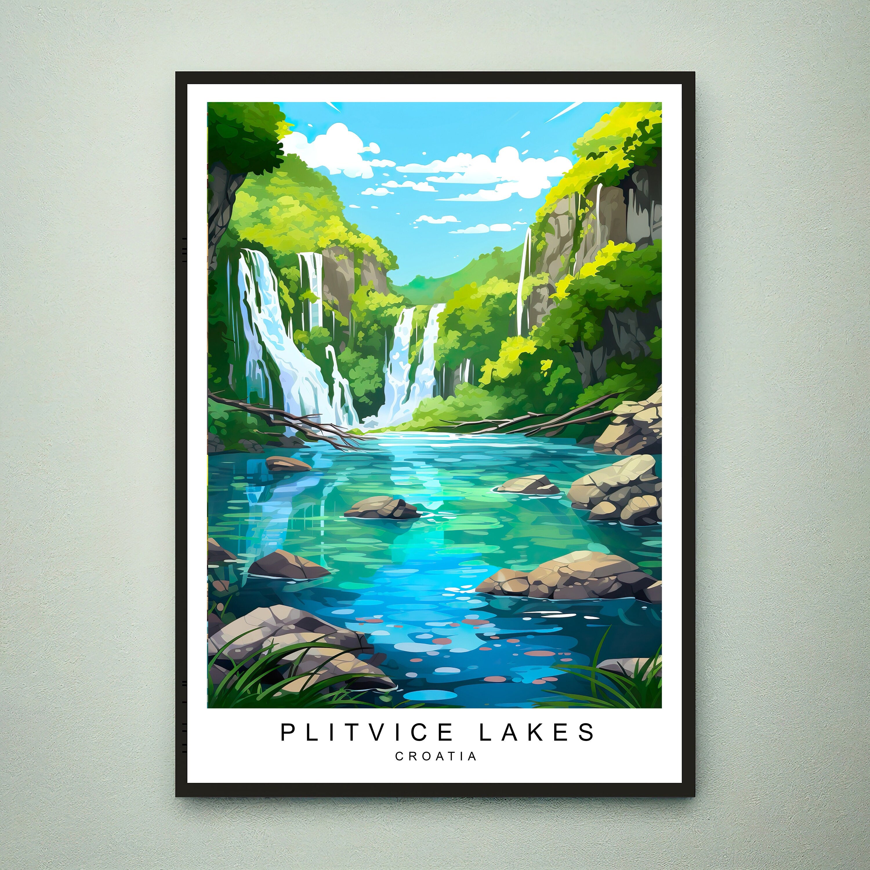 Plitvice Lakes Print Leaning Plitvice Lakes Park Croatia Travel Poster Gift Unframed Print