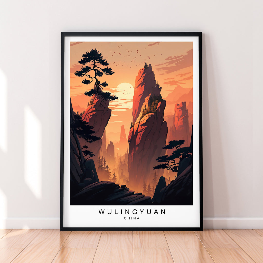 Wulingyuan Illustration Print Wulingyuan National Park China Travel Poster Gift Unframed Print