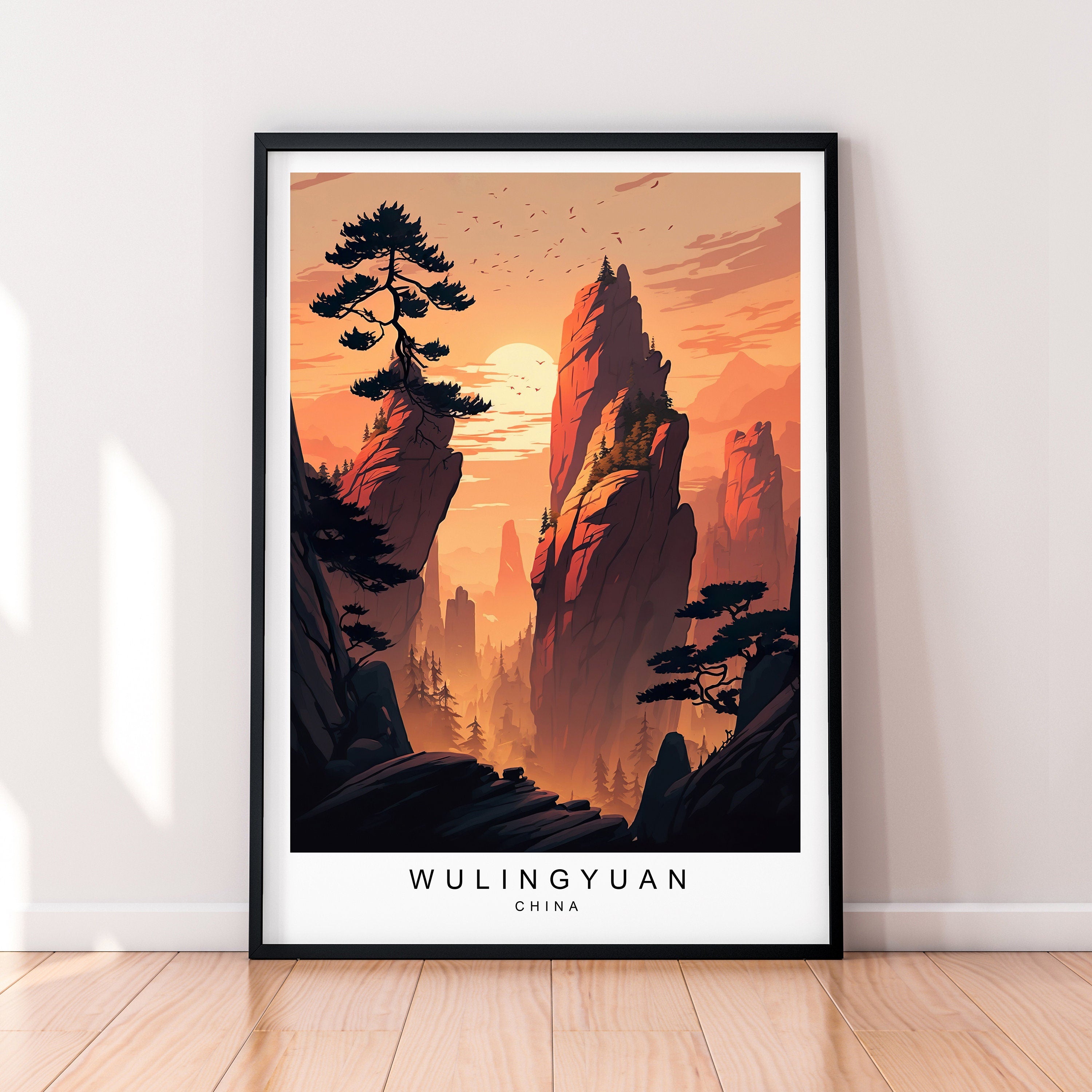 Wulingyuan Illustration Print Wulingyuan National Park China Travel Poster Gift Unframed Print