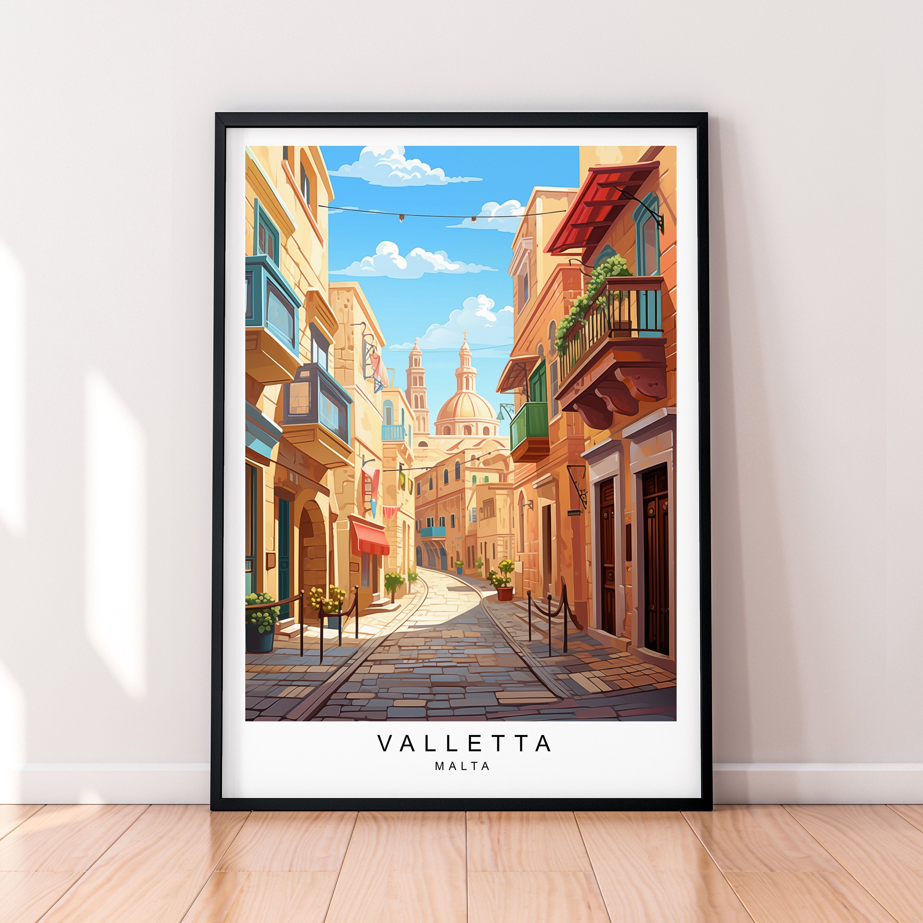 Valletta Illustration Print Valletta Malta Poster Gift Unframed Print