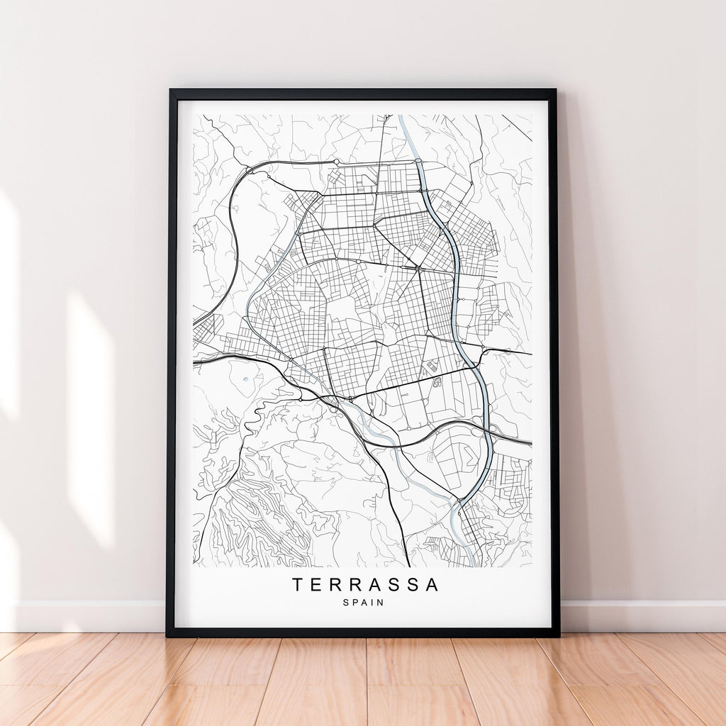 Terrassa Map Print Illustration Terrassa Spain Map Poster Wall Art Gift Unframed Print