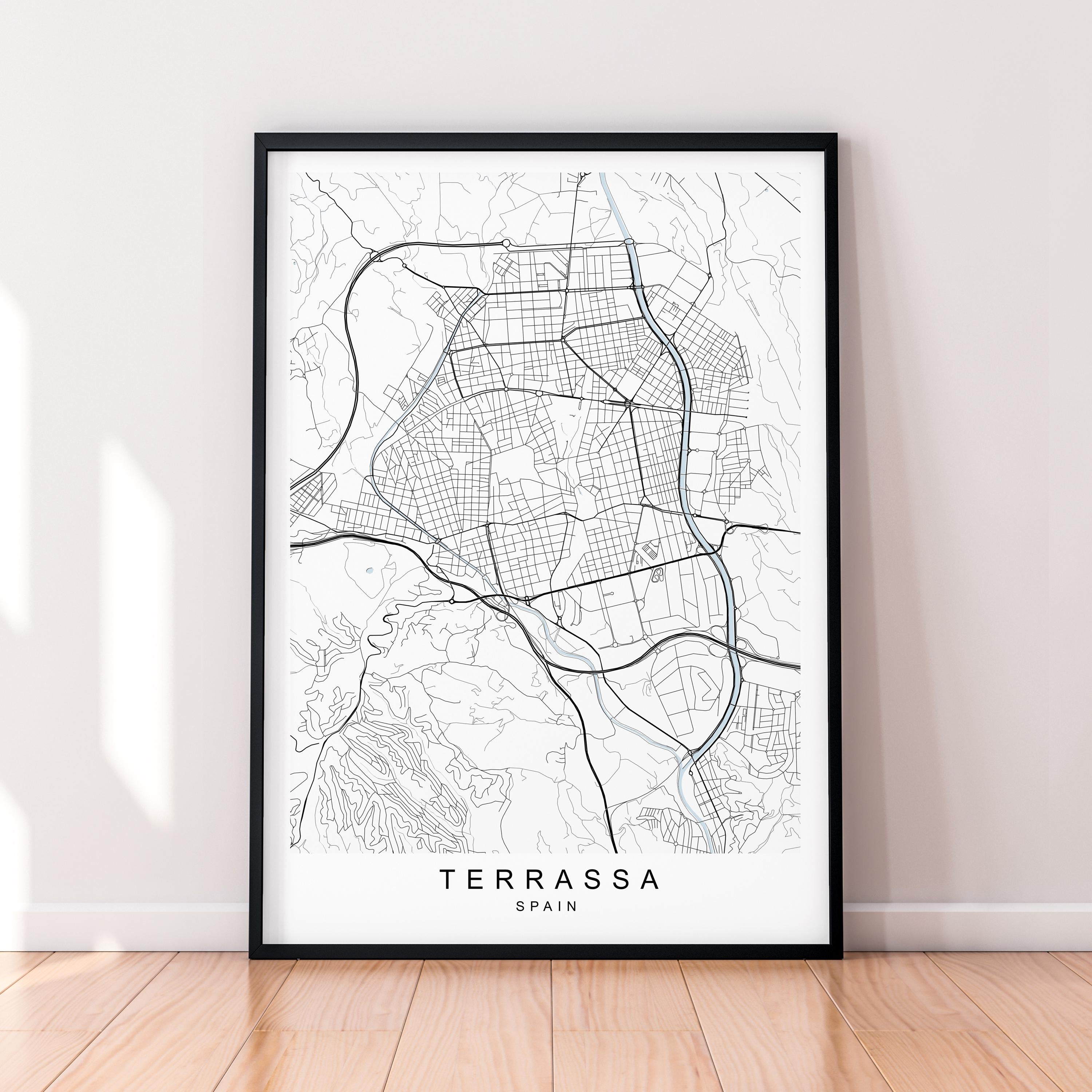 Terrassa Map Print Illustration Terrassa Spain Map Poster Wall Art Gift Unframed Print