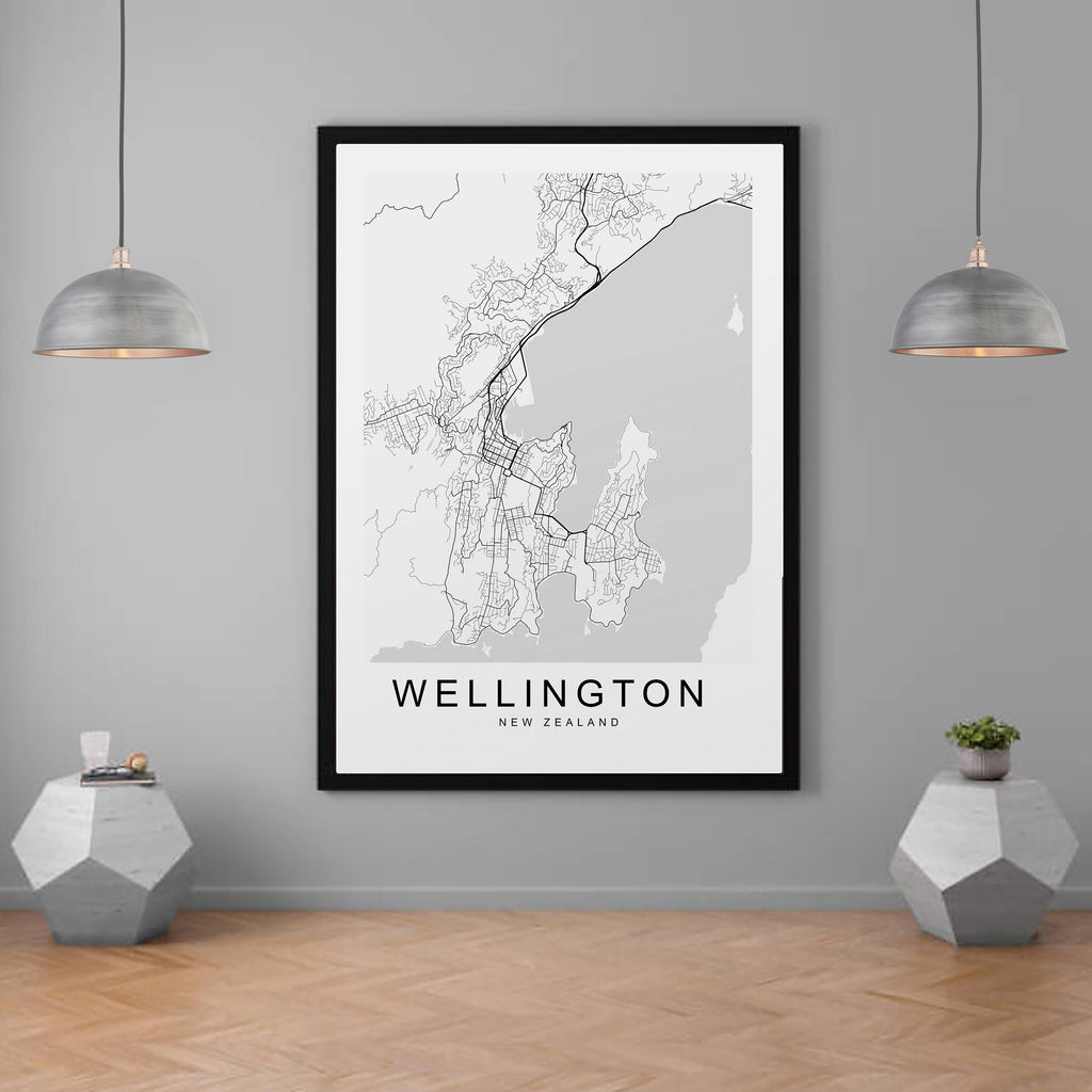 Wellington New Zealand City Town Map Print Minimalist Home Map Poster Wall Decor