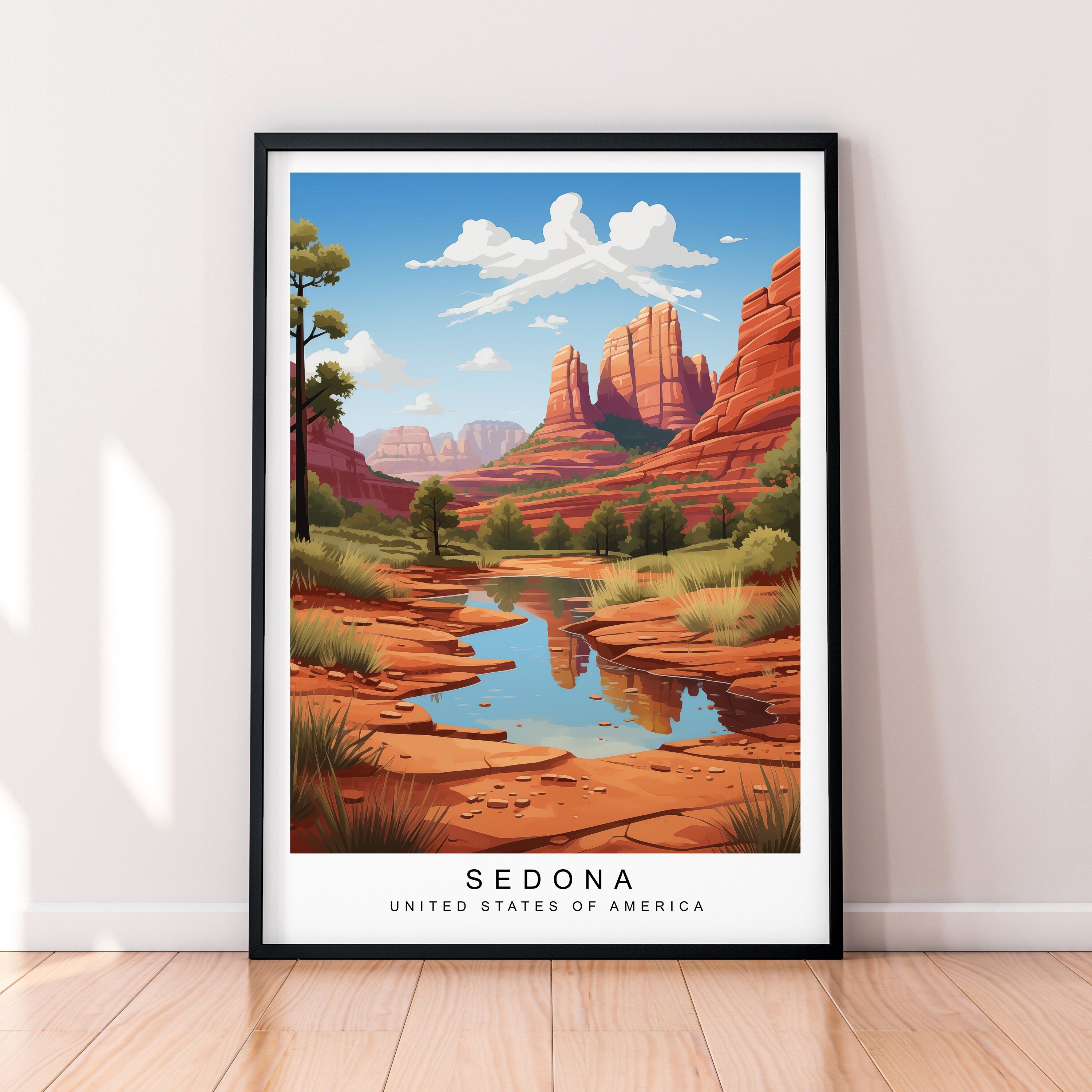 Sedona Illustration Print Sedona Desert Arizona Poster Gift Unframed Print