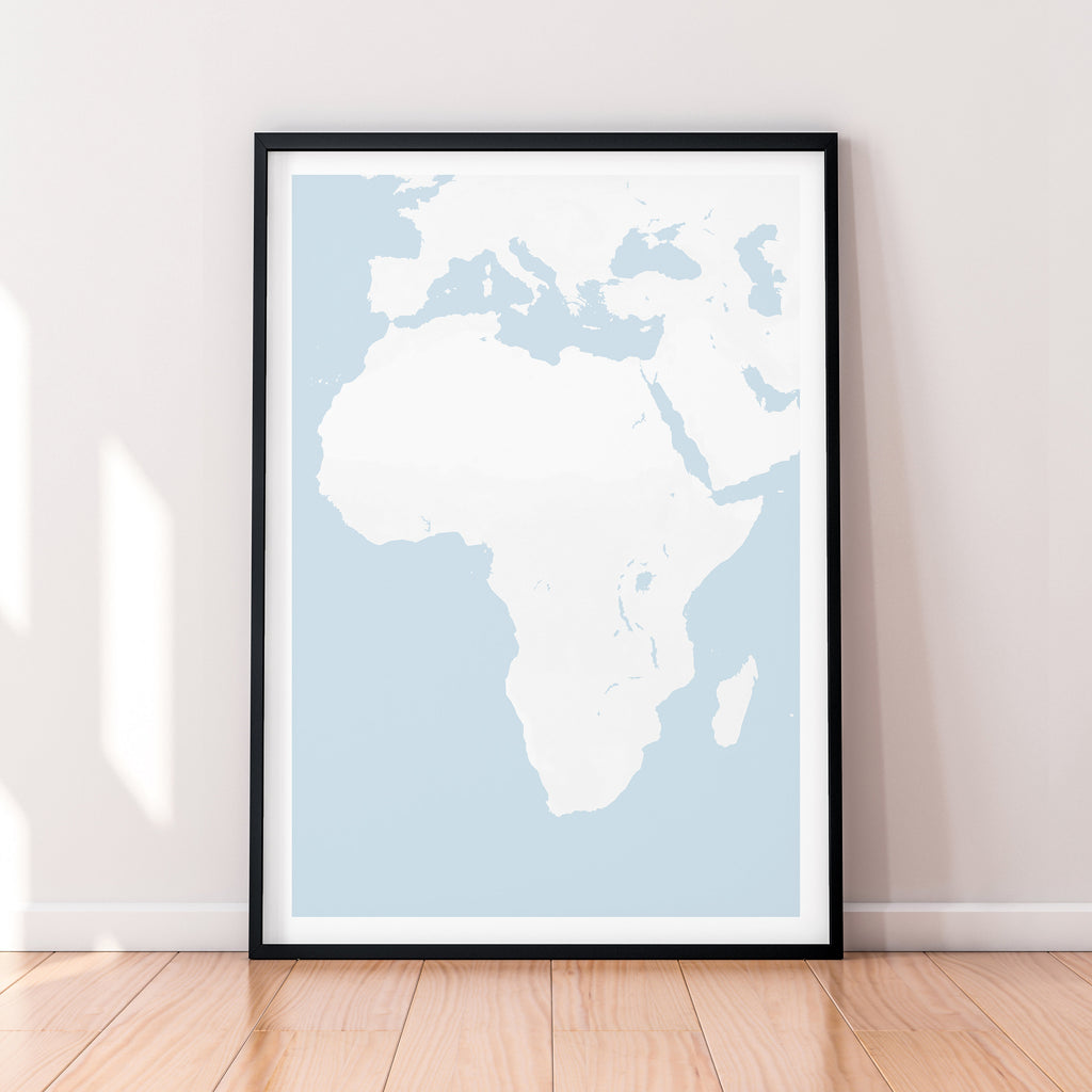 Africa Continent And Madagascar Map Print Minimalist Home Map Poster Wall Decor