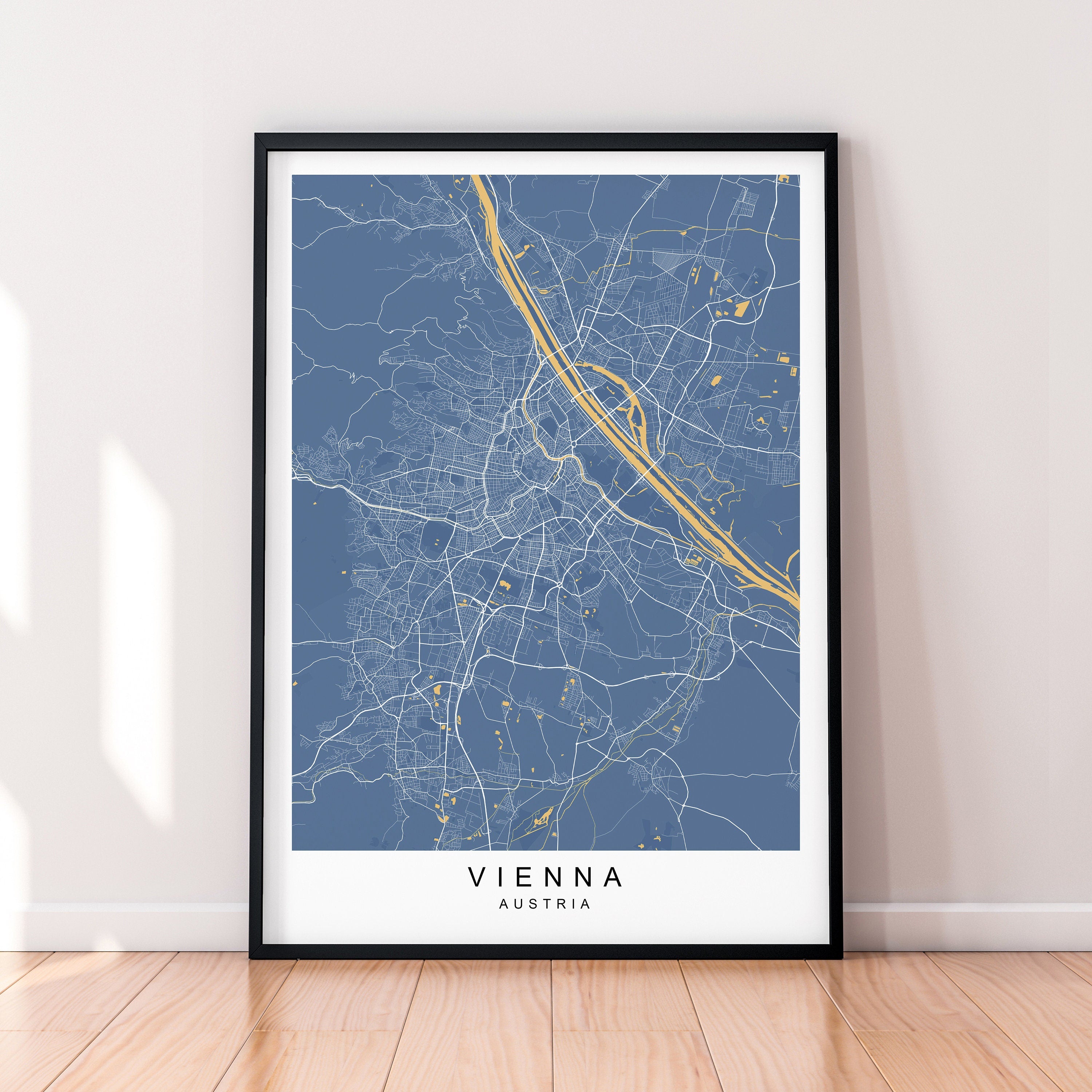 Vienna Map Print Minimalist Home Vienna City Town Austria Map Poster Wall Décor