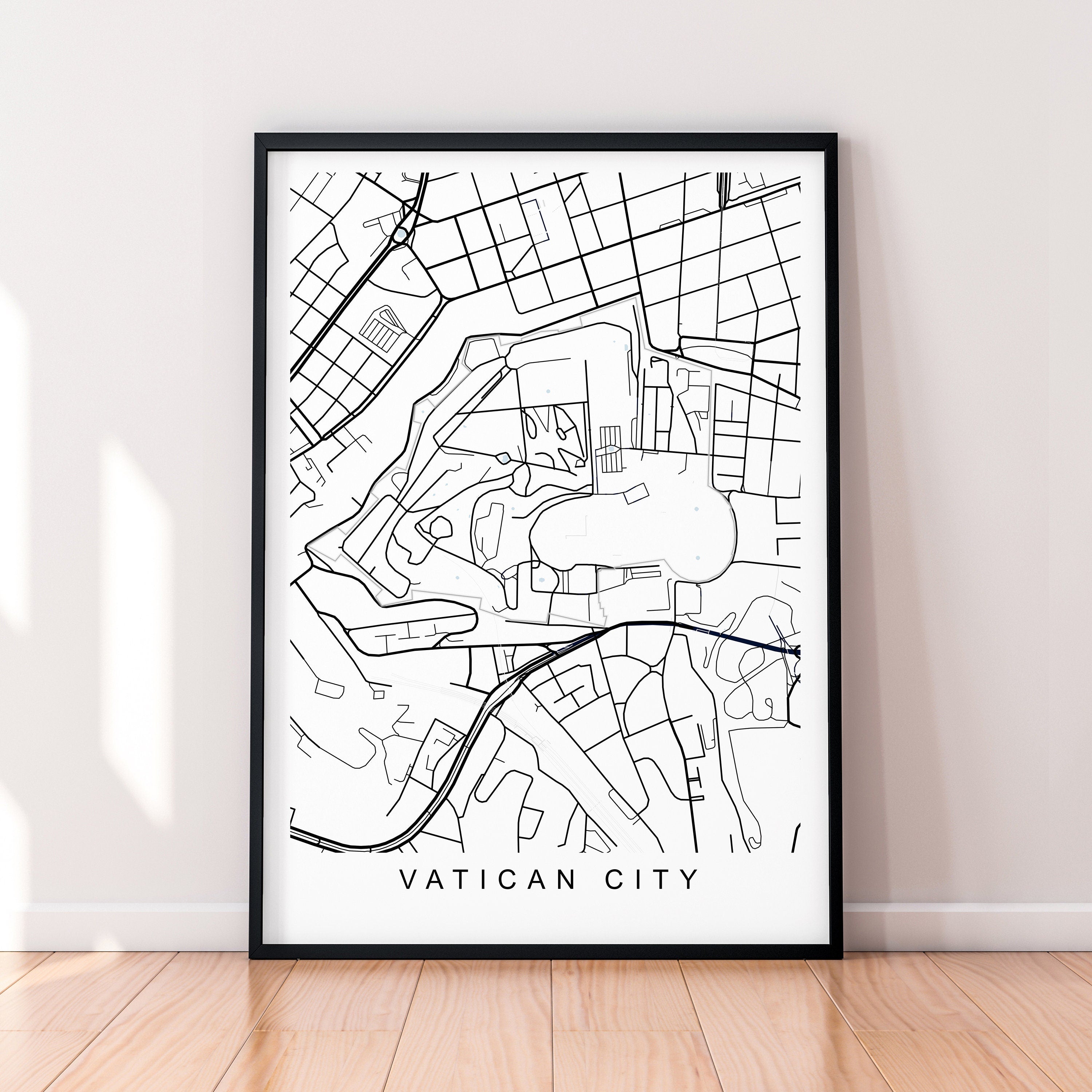 Vatican City Map Print Poster Minimalist Home Decor Vatican Town Map Poster Wall Art Decor