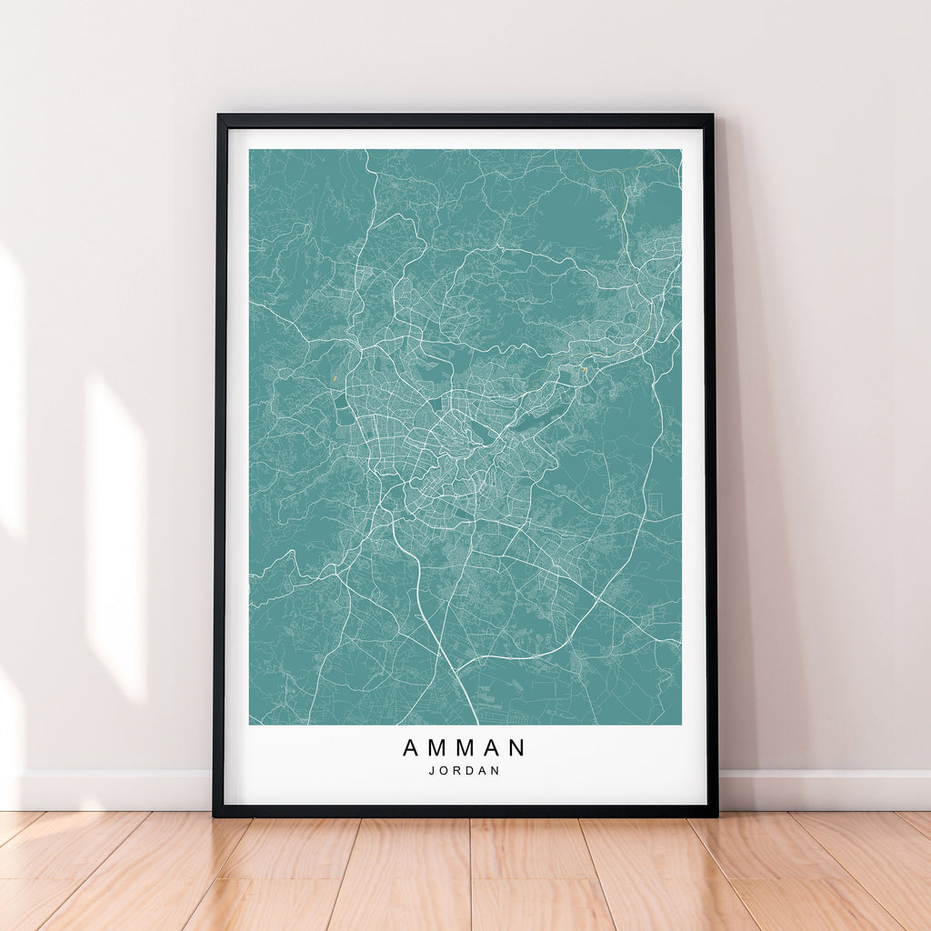 Amman Map Print Minimalist Jordan City Amman Map Poster Wall Decor
