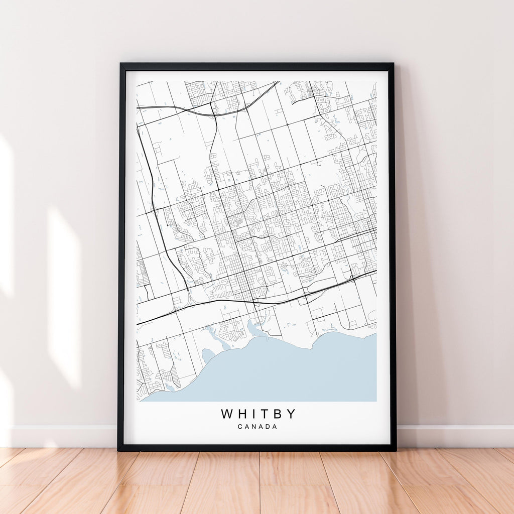 Whitby Map Print Poster Minimalist Home Decor Whitby Canada Map Poster Wall Art Decor