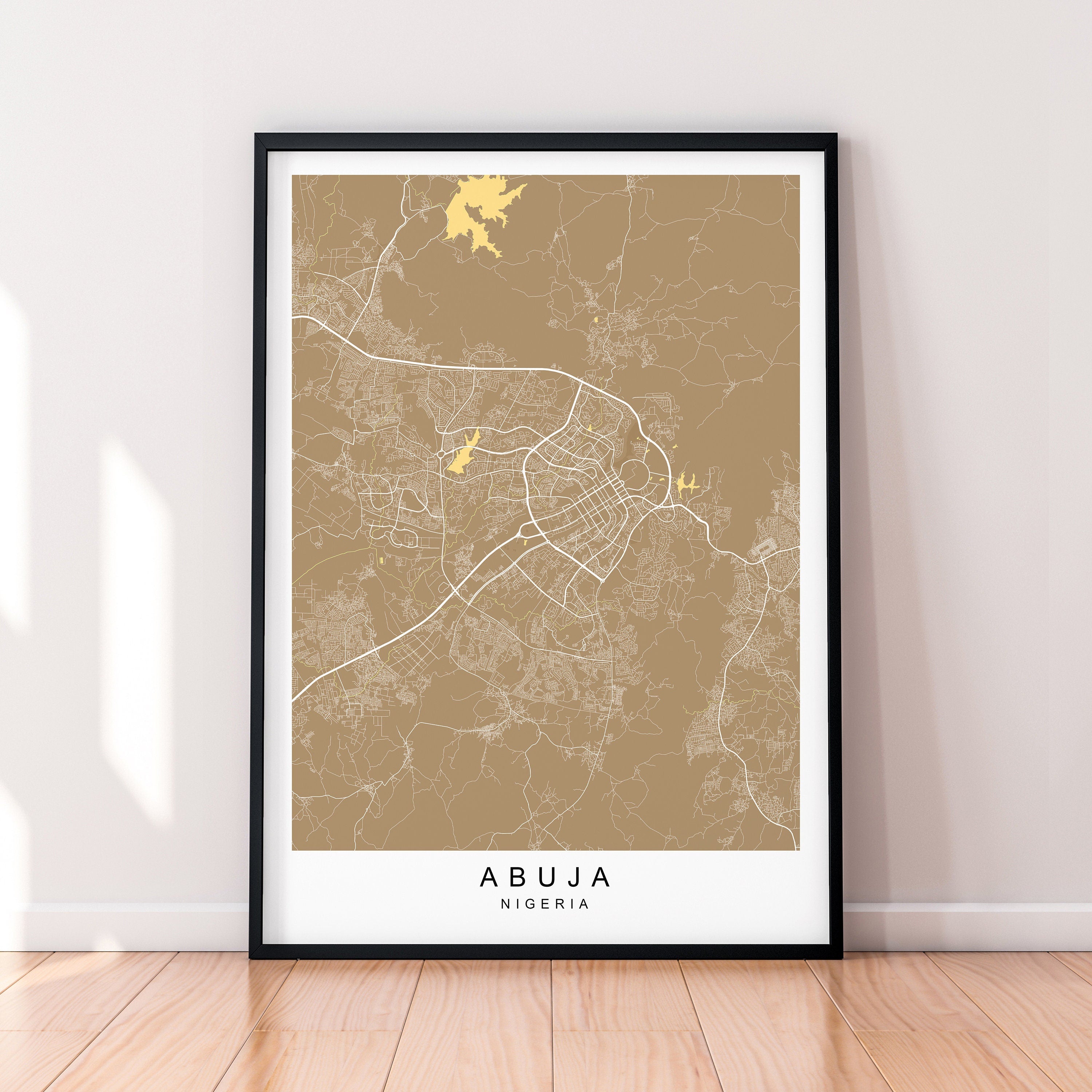 Abuja Map Nigeria Print Minimalist Abuja City Area Map Poster Wall Decor