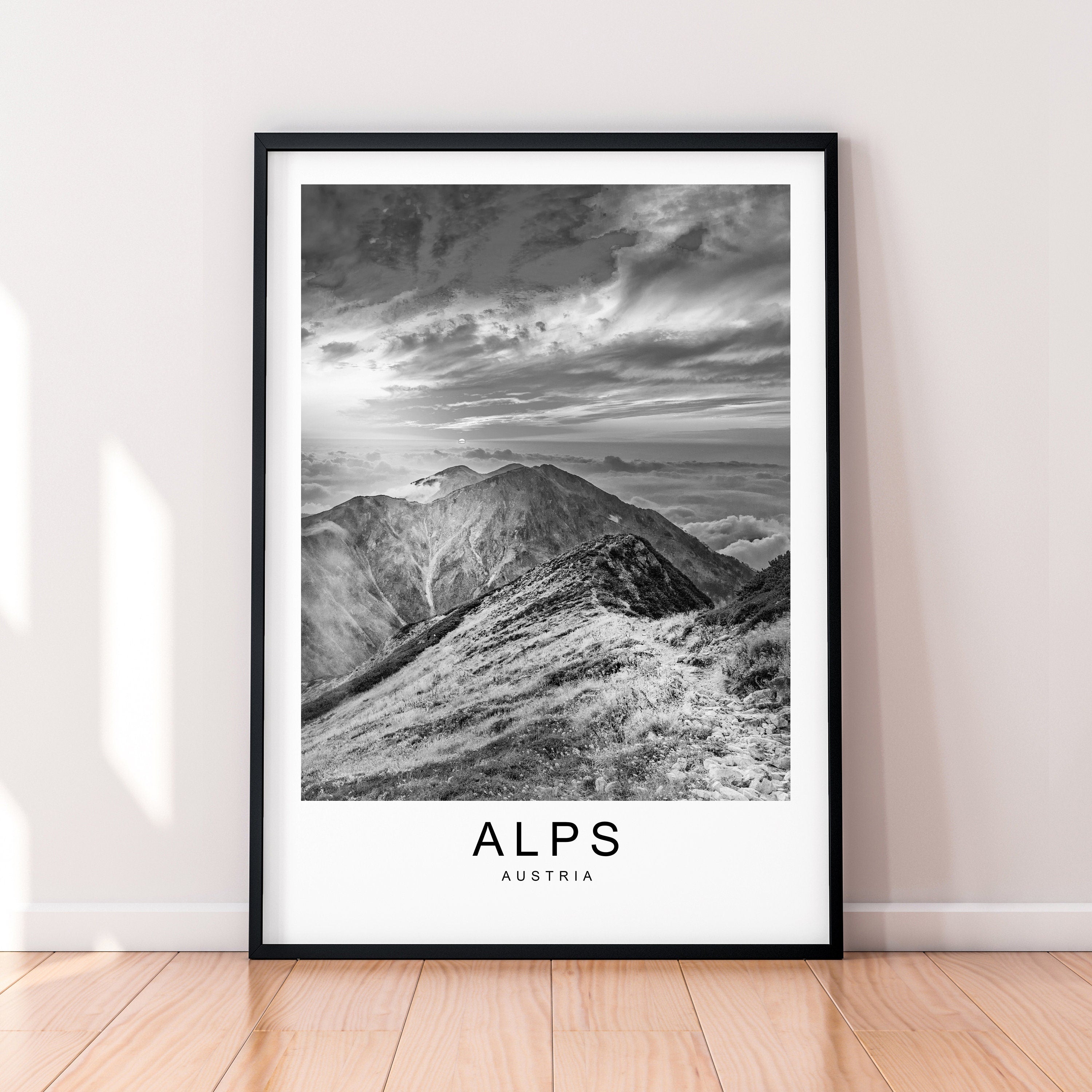Alps Austria Hills Lake Mountains Print Travel Poster Minimalist Home Travel Mountain Poster Wall Decor
